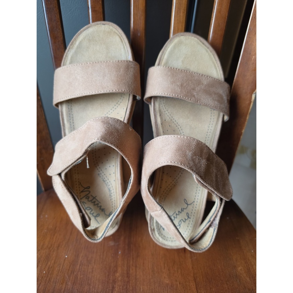 Soul Naturalizer  Women's Sandals Beige Wedge Adjustable Straps Size 9 W